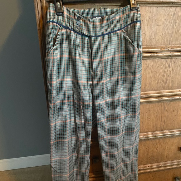 Maeve by Anthropology Multicolor Houndstooth Pant with Button Accents - Picture 1 of 16